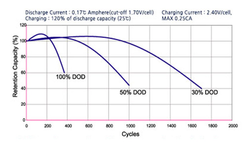 battery capacity with cycles in Newmax Battery PNB series